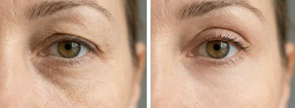 Antes e depois — Flacidez palpebral leve com LONO Cold Plasma